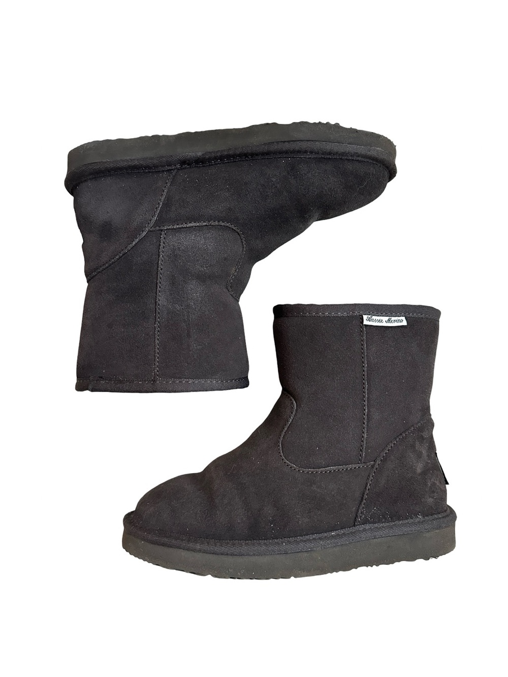 Aussie Merino Wool Suede Kids High Boots Brown Size Y 2